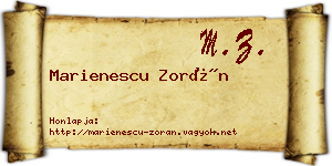 Marienescu Zorán névjegykártya